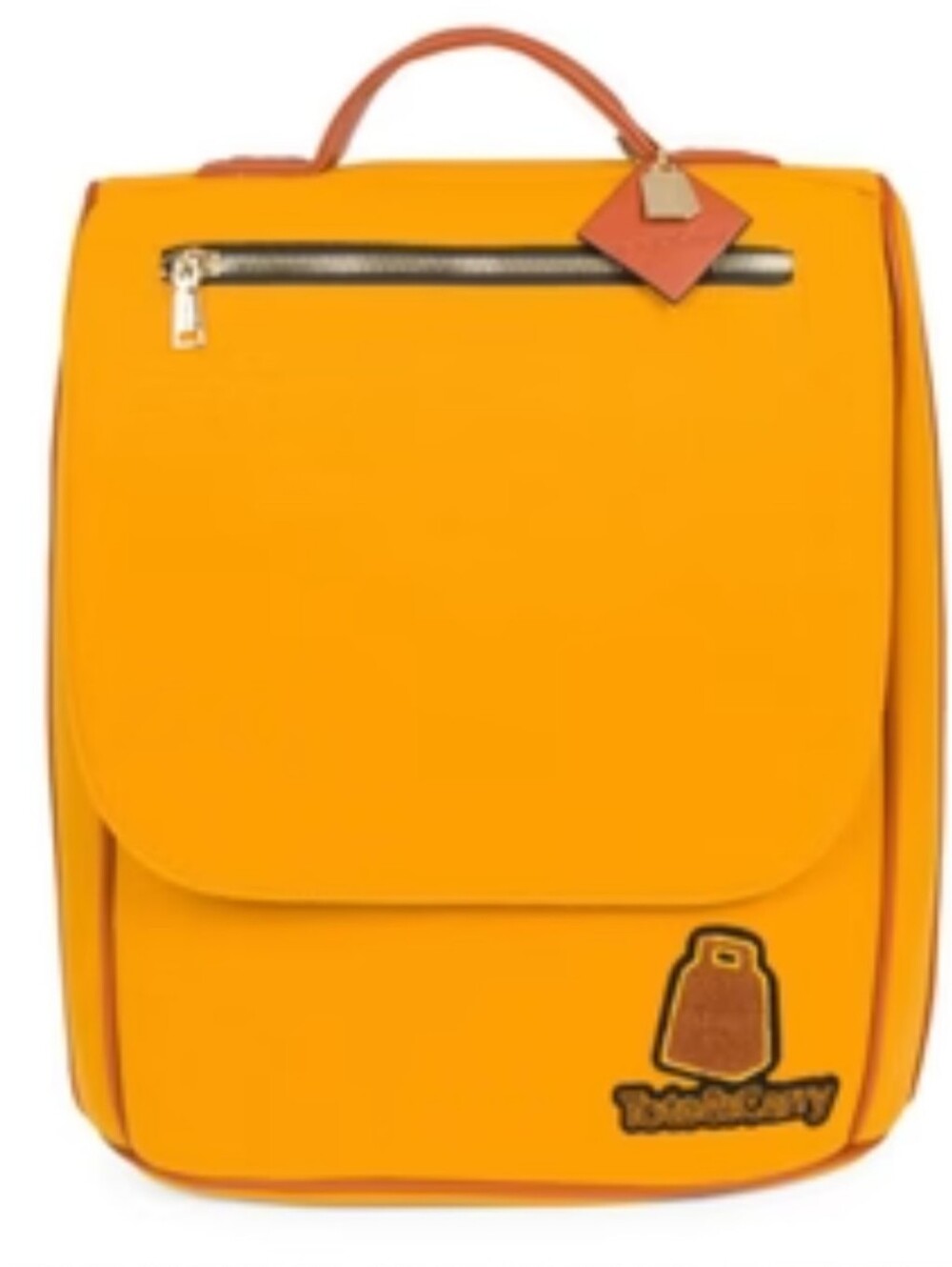 Men's Yellow Casual Backpack with Top Handle and Front Zip